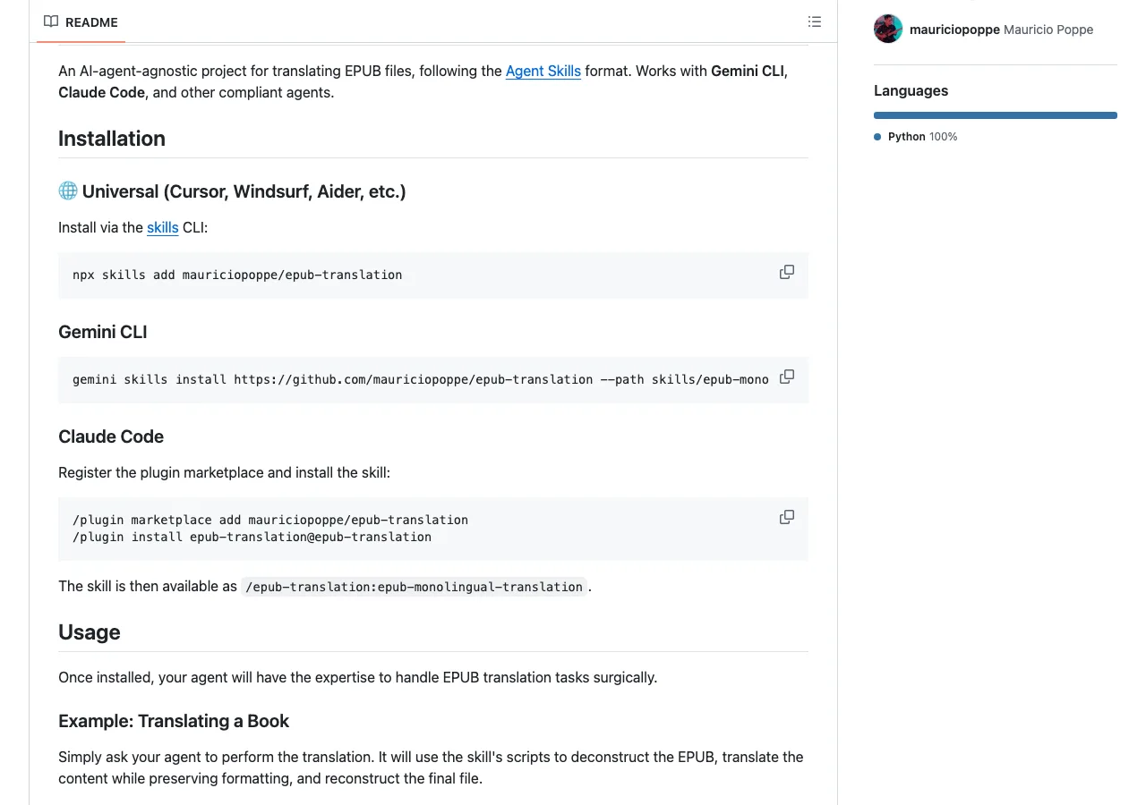 EPUB Translation GitHub repository README.
