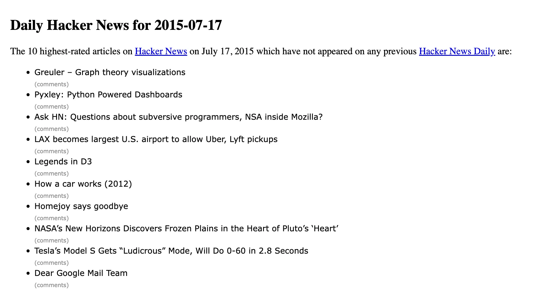 Screenshot showing Greuler at the top of Hacker News.