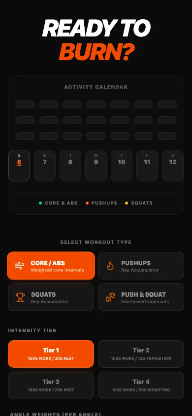 10 Min Abs Timer shown in a mobile browser viewport.